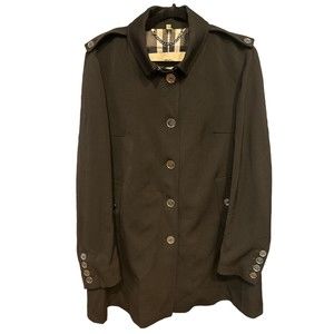 Burberry Women’s Button Up Jacket Made‎ In Italy Black Sz 14